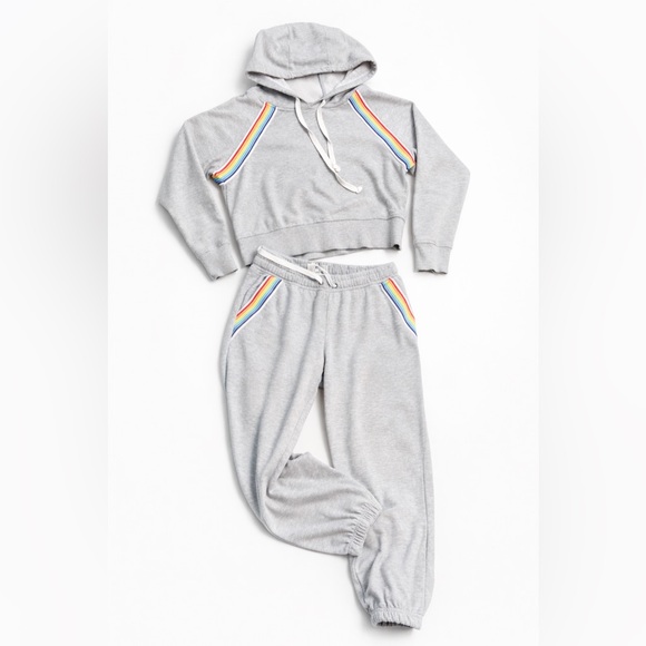 soulcycle Pants - SoulCycle Rainbow Hoodie Jogger Set Gray Matching Sweat Set Athleisure Size M